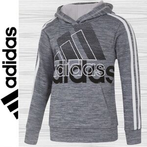 Adidas Boys' Statement Heathered Gray & Black Hoodie 3 Stripe / Size 6